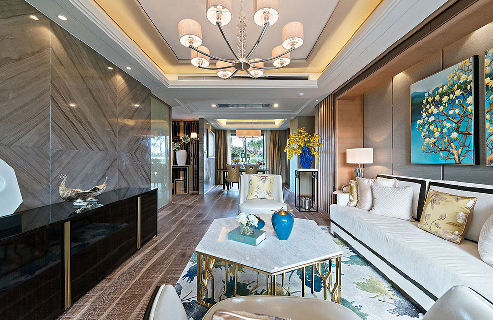 新中式风格室内装修设计效果图-恒大西江天悦平层195平米-室内装修设计客厅 新中式风格室内装修设计效果图-恒大西江天悦平层195平米-室内装修设计客厅