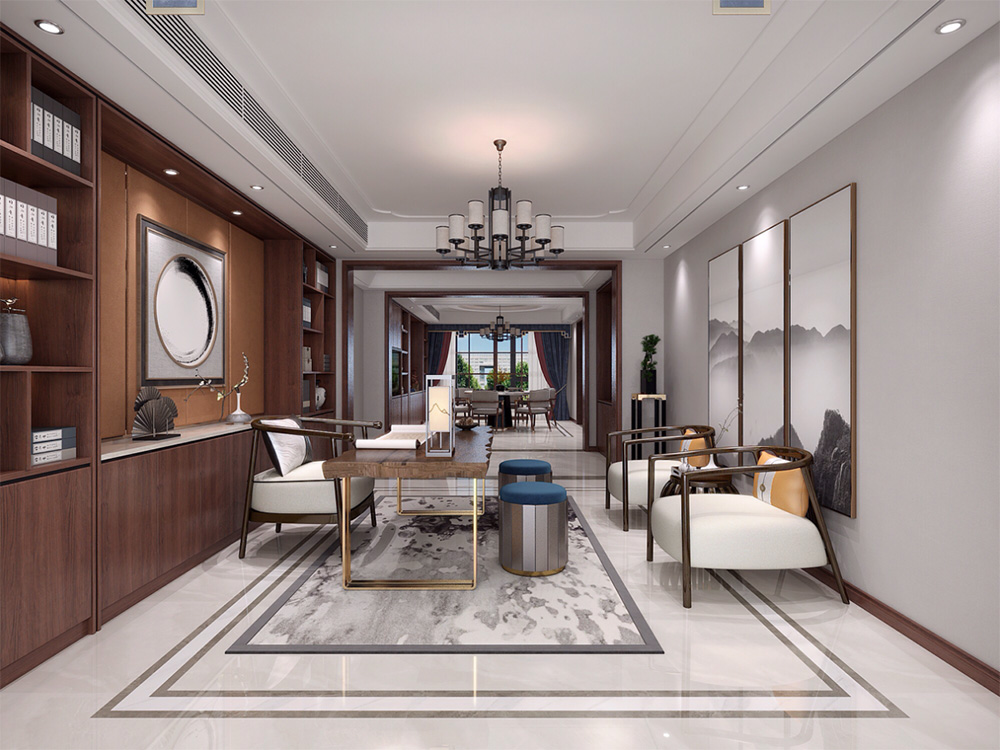 新中式别墅大宅装修设计-书房 新中式别墅大宅装修设计-书房