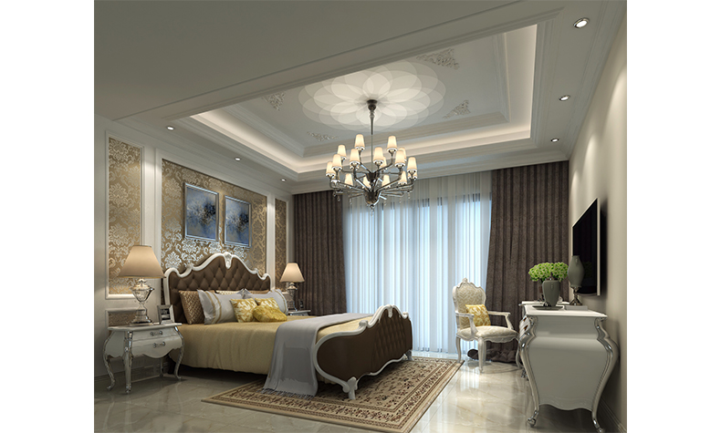 现代欧式风格室内装修效果图-绿地海长流三居126平米-卧室 现代欧式风格室内装修效果图-绿地海长流三居126平米-卧室