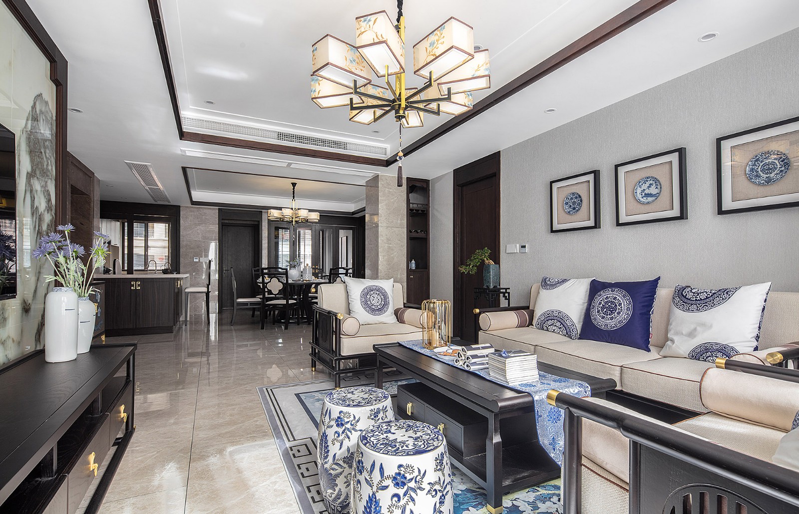 装修案例新中式风格室内装修效果图-客厅 装修案例新中式风格室内装修效果图-客厅