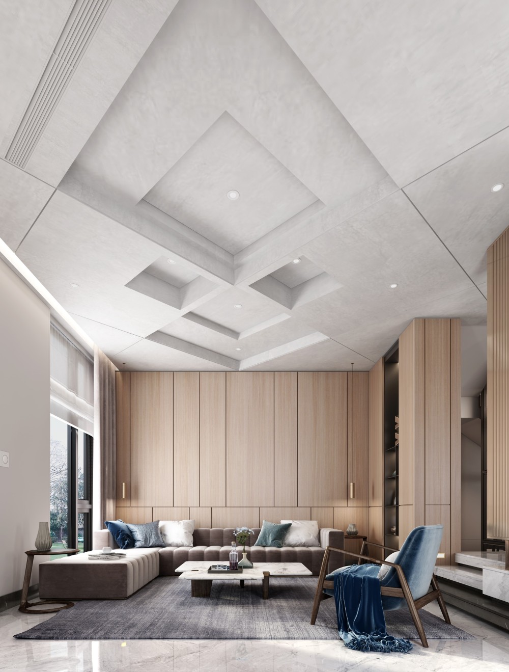 新中式风格别墅家装案例效果图-客厅 新中式风格别墅家装案例效果图-客厅