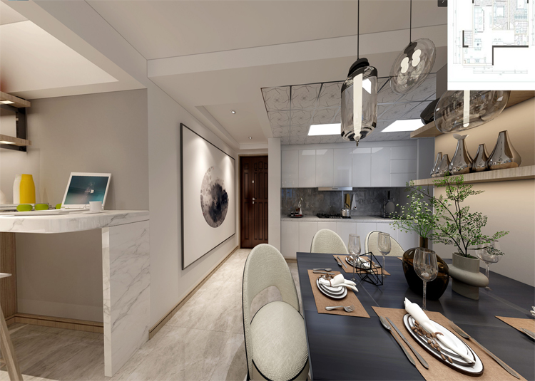 现代前卫风格室内装修效果图-雅居乐御宾府三居145平米-餐厅 现代前卫风格室内装修效果图-雅居乐御宾府三居145平米-餐厅