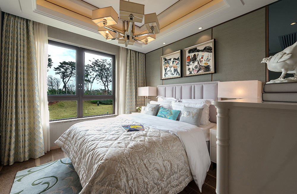 新中式风格室内装修设计效果图-恒大西江天悦平层195平米-室内装修设计次卧 新中式风格室内装修设计效果图-恒大西江天悦平层195平米-室内装修设计次卧